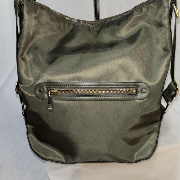 A New Day Nylon Convertible Shoulder Bag Top Zip Closure, Green - Picture 2 of 6